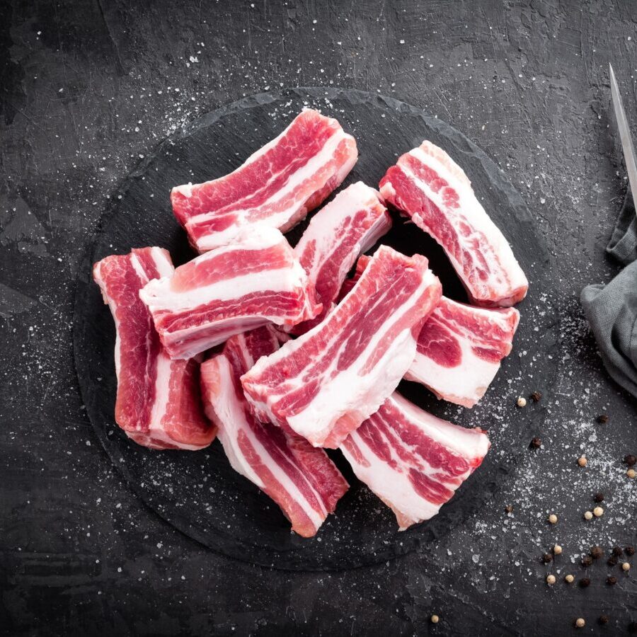 Pork ribs, raw meat